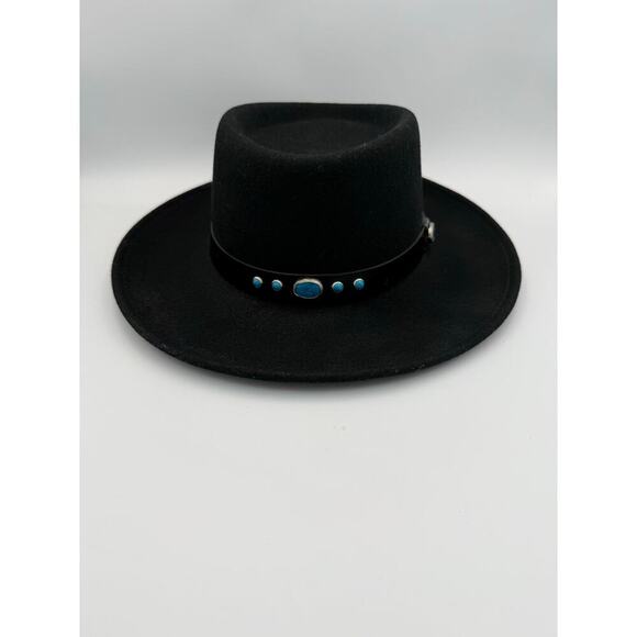 JHats Accessories - JHats Americana Collection Black Wool Western Hat with Turquoise Band Small